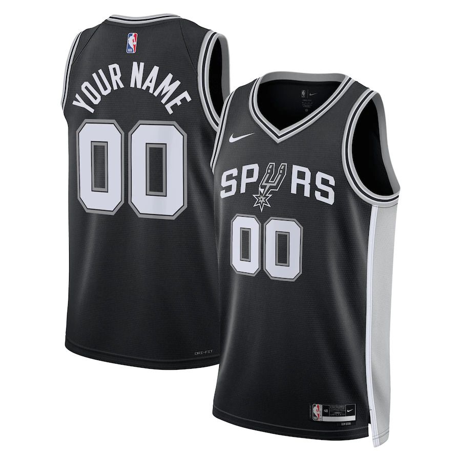 Men San Antonio Spurs Nike Black Icon Edition 2022-23 Swingman Custom NBA Jersey->san antonio spurs->NBA Jersey